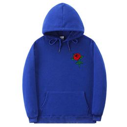 HIP HOP HOODIES Sweatshirt Mode Rose Bloem Print Winter Hoody Streetwear Casual Pullover Mannelijke Vrouwelijke Sudaderas Kwaliteit Tops Y0804