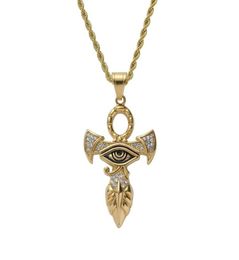 hip hop horus eye pendentif colliers pour hommes femmes luxe ankh pendentif en acier inoxydable or Hrus style égyptien collier jewe7434483