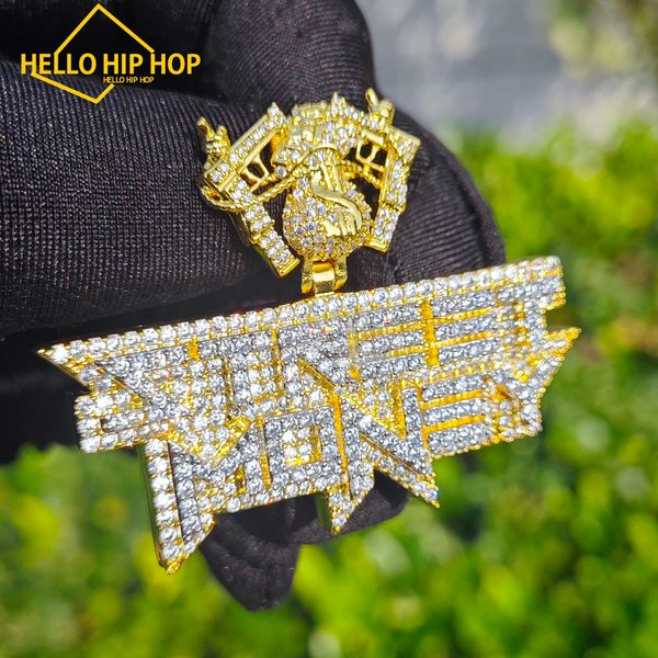 Ensemble de conception de lettres à double pistolet Hip Hop avec diamants pleins de diamants à collier de pendentif en zircon cool