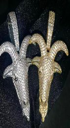 Hip Hop Cabeza de cabra helada Coste de 3 mm de 24quot Cabina de moda de cuerda Collar Bling Cubic Zirconia Gold Silver Hiphop Jewelry9851572