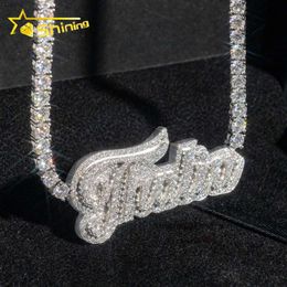 Hip Hop Iced Out 4mm Tennis Pass Tester Diamond Tester Collier Collier Moisanite Lettre Pendentif