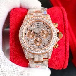 Hip Hop – montre-bracelet automatique avec chronographe glacé, en acier inoxydable 904L, diamant, mécanique, pour hommes