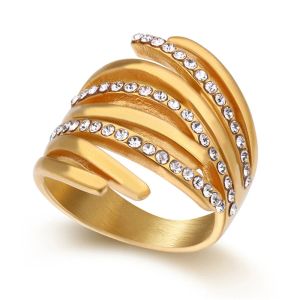 Hip Hop ijskoud grote geometrie ring vrouwelijk 14K gele gouden staartringen voor vrouwen feestjuwelen hoge kwaliteit