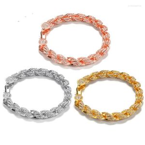 Hip Hop Iced Out Bling Charm Bracelet Rope Punk Gold plaqué bracelets Gift Jewelry for Men Women Women 9 mm Link Link Chain
