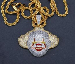 Hip Hop Iced Out Bling Clown Shape Pender Colliers Cumbic Zircon High Quality Men039s Hop Hop Jewelry Gifts4867095701736