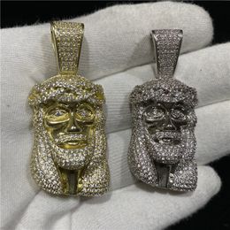 Hip Hop Iced Out Chain Jesús Colgante Collar Chapado en oro y plata Full Zircon Mens Bling Jewelry Gift