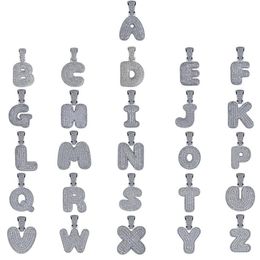 Hip Hop glacé personnalisé bulle lettres pendentif collier Micro pavé Zircon avec corde chaîne bricolage bijoux 2481