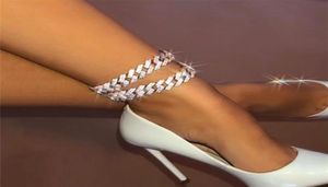 Hip Hop helado Out Cuban Anklet Bracelet for Women Gold Silver Color Anklets Joya Beach Baya Barefoot Chain5597934