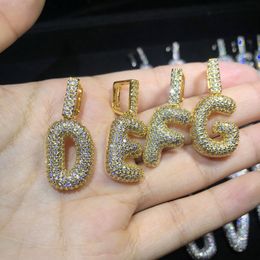 Hip Hop Iced Out Custom Bubble Letters Pendants Collier Micro Pave Zircon avec corde Chian DIY Bijoux pour Men272M