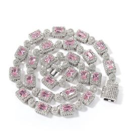 Hip hop iced out cz diamante correntes colar rosa zircão tênis corrente para homens women259m