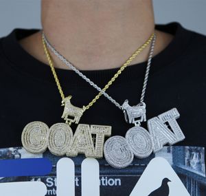 Hip Hop – pendentif lettre de chèvre en diamant CZ glacé, peut s'adapter au collier pour hommes, chaîne cubaine de 12mm