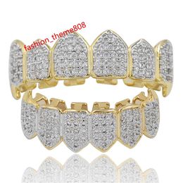 Hip Hop Iced Out CZ Mouth dents Grillz Grillz Grill Bottom Grill Set Men Women Vampire Grills