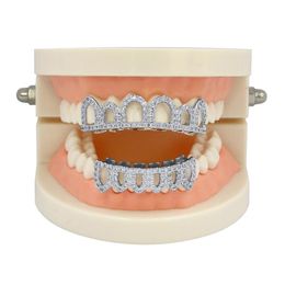 Hip Hop Iced Out CZ Bouche Dents Grillz Caps Top Bottom Grill Set Hommes Femmes Vampire Grills267m