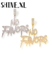 Hip Hop Iced Out Diamond Lettre No Favors Collier Pendant Gold Silver plaqué Chaîne Mens avec chaîne de corde5345149