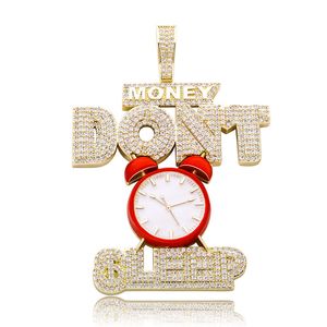 Hip Hop Iced Out Doney Dont Sleep Letter ketting vergulde volledige zirkoon ketting met touw ketting