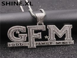 Hip Hop Iced Out Gott Familie Geld Anhänger Halskette Kubischer Zirkon Gold versilbert mit Seilkette3833680