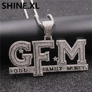 Hip Hop glacé dieu famille argent pendentif collier cubique Zircon or argent plaqué avec corde chaîne 270J