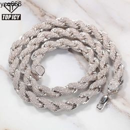 Hiphop Iced Out Sieraden Moissanite Steen Twisted Spiraal Cubaanse Link Chain Gold Vvs Cubaanse Ketting Rapper Voor Man