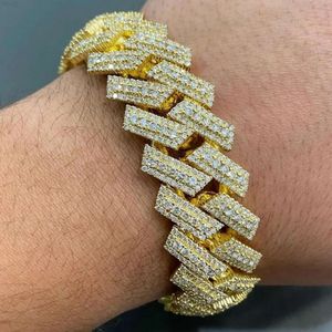 Hip Hop Iced Out Sieraden 925 Zilver 20mm 3 Rij Prong Setting Vvs Moissanite Mannen Cubaanse Link Chain armband