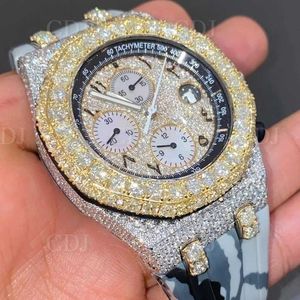 Hip Hop Iced Out Lab Grown CVD HPHT Diamond Quartz Watch Custom Dign Heren Dames Luxe Diamond Watch Fabrikant uit IndiaJFZMPCS3