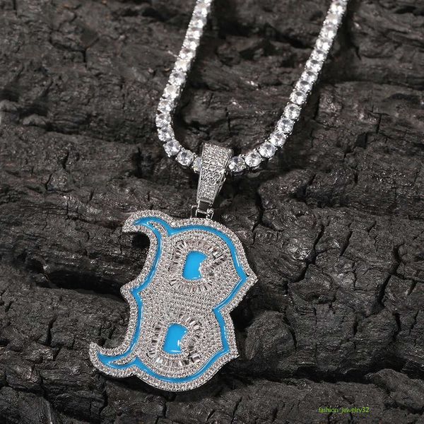 Hip Hop Iced Out Lettre B Collier Pendant