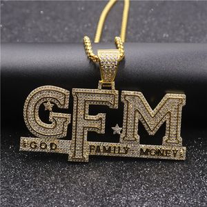 Hip Hop Iced Letter God Family Money Pendant Ketting Goud Golverteerde heren bling sieraden Gift