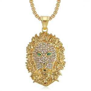 Hip Hop Iced Out Leeuwenkop Hanger Kettingen Voor Mannen Goud Kleur Rvs Animal Kettingen Mannelijke Bling Sieraden Dropship 240127