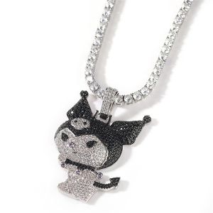 Hiphop iced out kleine duivel cartoon hanger ketting wit vergulde micro verharde zirkoon bling sieraden voor mannen vrouwen