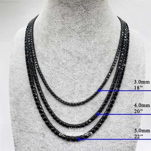 Collier Hip Hop glacé pour hommes, en argent Sterling S925, chaîne de Tennis en Moissanite de couleur noire, 3mm 4mm