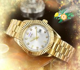 Hip Hop Iced Out Men Women Designer Watch Day Date Heure Week Quartz Calendrier Gold Calendrier en acier inoxydable Corloge de mouvement Automatique Chaîne Bracelet Montres Cadeaux