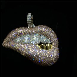 Hip Hop glacé pendentif grande bouche diamant dents grilles pendentif collier Bling bijoux pour hommes Women294N