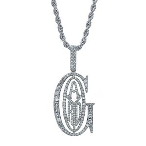 Hip Hop glacé rappeur diamant lettre Tyga G pendentif glacé Micro Pave CZ Design avec grande Bail pour hommes bijoux cadeau