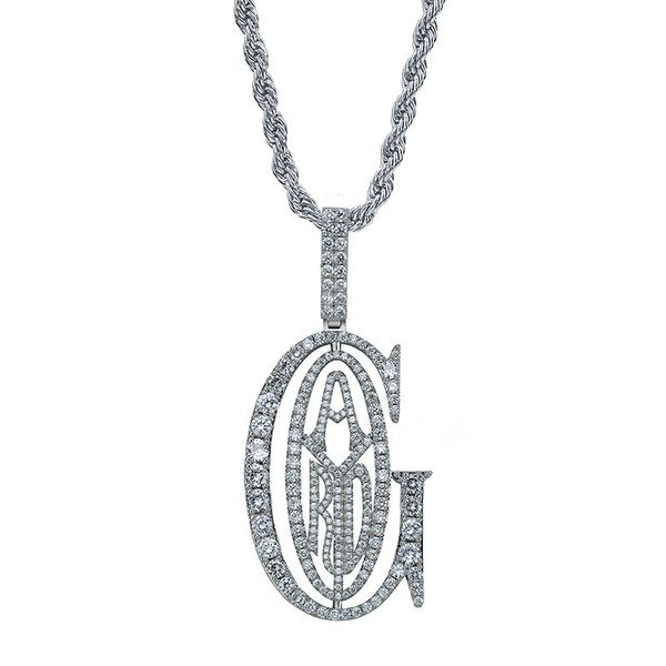 Hip Hop Iced Out rapero diamante letra Tyga G ICE OUT colgante Micro Pave CZ diseño con gran fianza para hombres joyería regalo