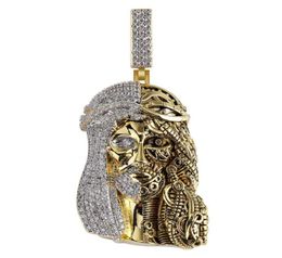 Hip Hop glacé fantôme religieux tête de Jésus pendentif colliers hommes charme bijoux cubique zircone bijoux de mode cadeaux9093253