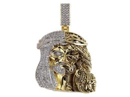 Hip Hop glacé fantôme religieux tête de Jésus pendentif colliers hommes charme bijoux cubique zircone bijoux de mode cadeaux2484998
