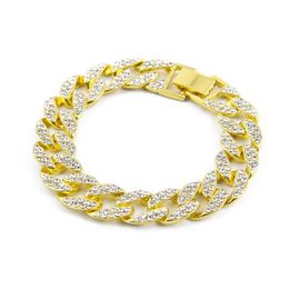 Hip Hop Iced Out Strass Armbanden armband heren Gold Filled Miami Cubaanse link 8 inch Kettingen Voor man hoge kwaliteit Mode-sieraden 2603