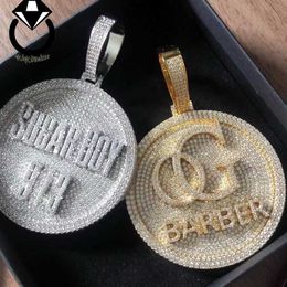 Hip Hop Iced Out Round Custom Letters Pendants Colliers PAVED CUBIC Zircon Stone avec Gold Ice Chain pour hommes