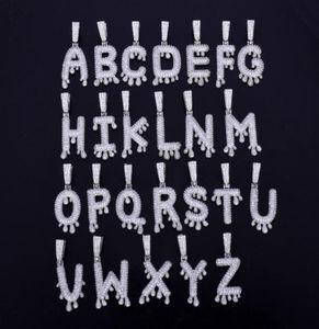 Hip Hop Iced Small Drip Bubble Letters Hanger ketting Micro Pave Zirkoon met touw Chiaanse sieraden voor Men5949740
