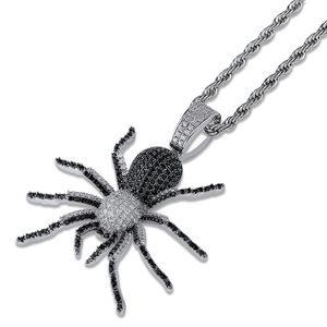 Hip Hop Iced Out Spider Design Hanger Ketting met Micropave Gesimuleerde Diamond Mens Bling Party Sieraden