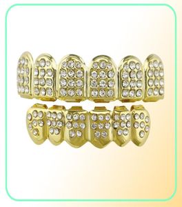 Hip Hop Iced Out Top Bottom Dents Grillz Rhingestone Punk Punk Grills Dental Gold Tooth Caps Jielry RAPPER4486974