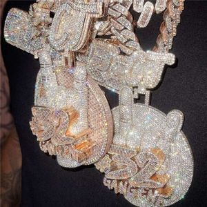 Hip Hop Iced Out Vvs Moissanite Diamant Pendentif Bijoux S Plaqué Or Collier Pendentif Personnalisé