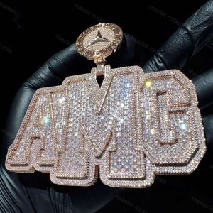 Nom initial du hip hop S Sier Rock Star Iced Out Baguette Custom Moisanite Letter Letter Pendant