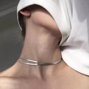 Hiphop ins koude wind dubbellaags ketting knobbelige geavanceerde ontwerp sense choker hanger temperament 925 sterling zilver voor feestgeschenken