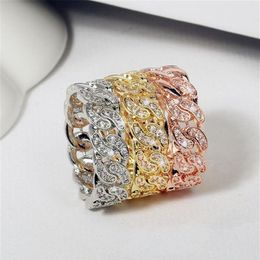 Hip Hop Ins más vendidos, joyería Vintage de Plata de Ley 925, anillos cruzados de oro rosa 5A CZ Crystal Zircon Party lz1273169I