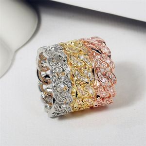 HIP HOP INS TOP VERKOPEN VINTAGE Sieraden 925 Sterling Silverrose Gold Cross Rings 5A CZ Crystal Zircon Party Dames Wedding Band Ring Gift