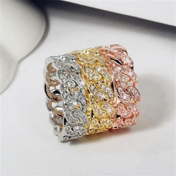 Hip Hop Ins Top Selling Jewelry 925 Sterling Silverrose Gold Cross Rings 5a Cz Crystal Zircon Party Women Wedding Band RI234R