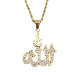 hiphop Islamitische Moslims diamanten hanger kettingen voor mannen vrouwen rvs strass luxe ketting Cubaanse ketting Religie j318P
