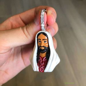 Hip Hop Jezus ketting hanger sier goud verguld met tennisketen ijskoud kubisch zirkoon heren sieraden cadeau