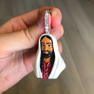 Hip Hop Jesus Ketting Hanger Zilver Verguld Met Tennisketting Iced Out Kubieke Zirkoon Heren Sieraden Gift344g