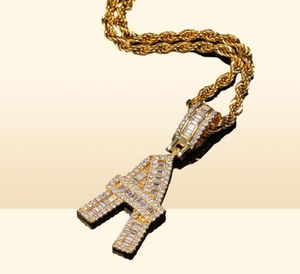 Hip Hop Bijoux Pain Collier De Diamants Nom Personnalisé Chaînes Glacées Zircon Cubique Cuivre Serti De Diamants Plaqué Or 18 Carats Lett1664532